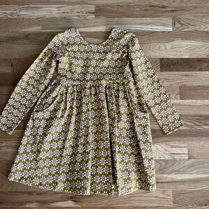 Hanna Andersson Floral Long Sleeve Dress - Olive and Pink